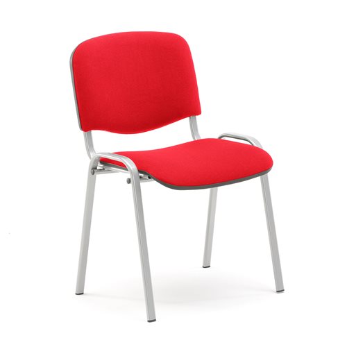 Konferenčná stolička Nelson, červená tkanina, šedý podstavec  - zobraziť veľký náhľad