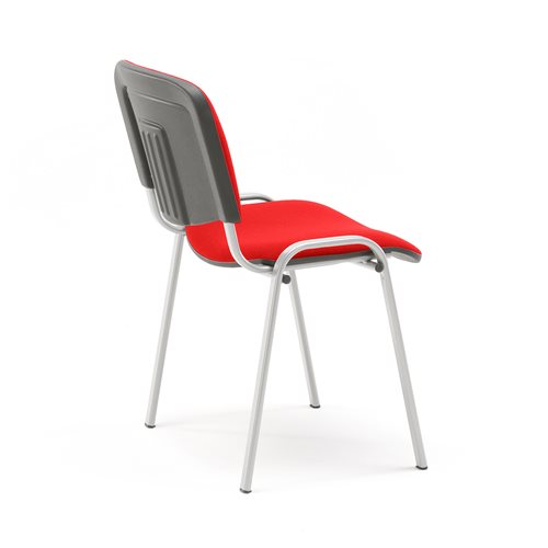 Konferenčná stolička Nelson, červená tkanina, šedý podstavec