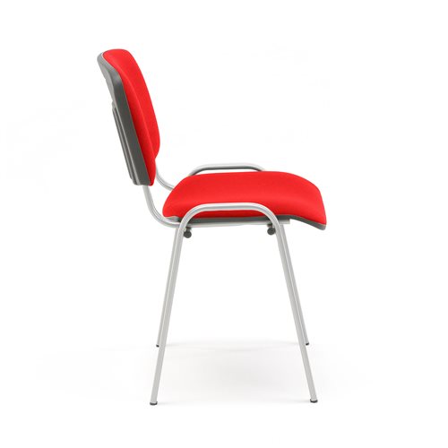 Konferenčná stolička Nelson, červená tkanina, šedý podstavec