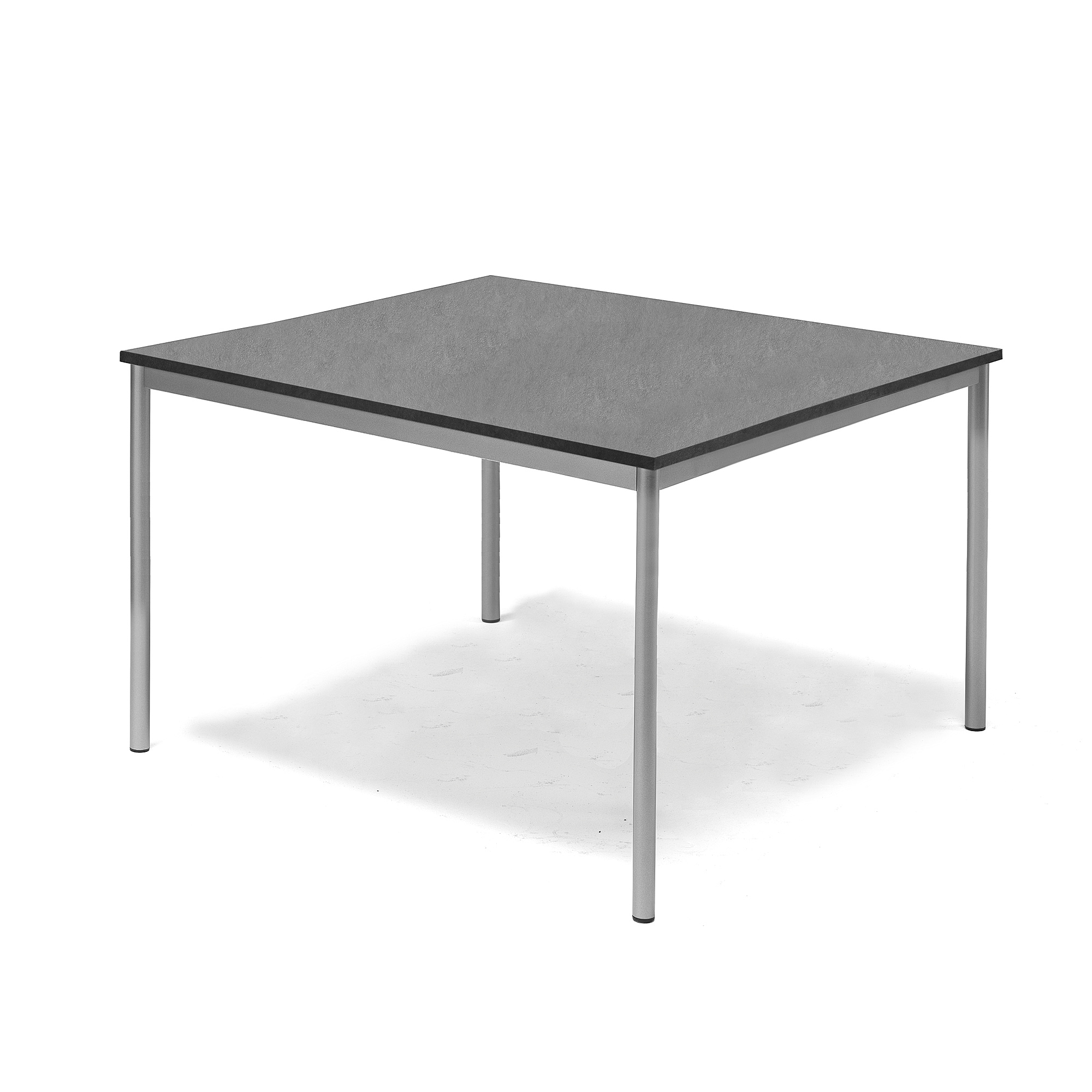 Stôl SONITUS, 1200x1200x720 mm, linoleum - tmavošedá, strieborná