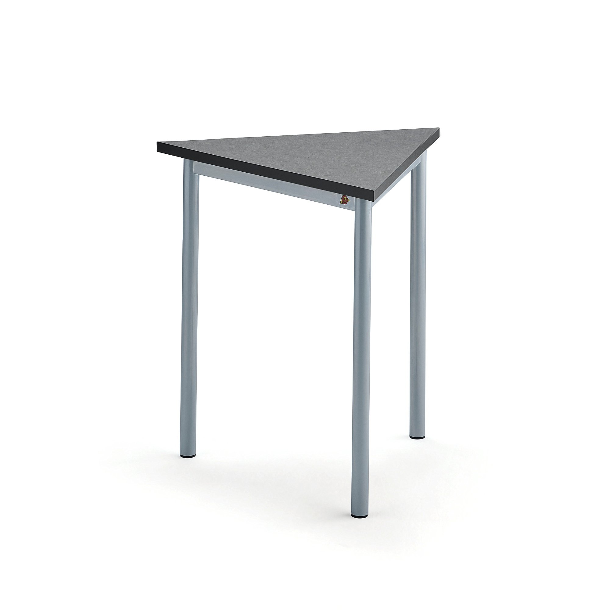 Stôl SONITUS TRIANGEL, 700x700x720 mm, linoleum - tmavošedá, strieborná