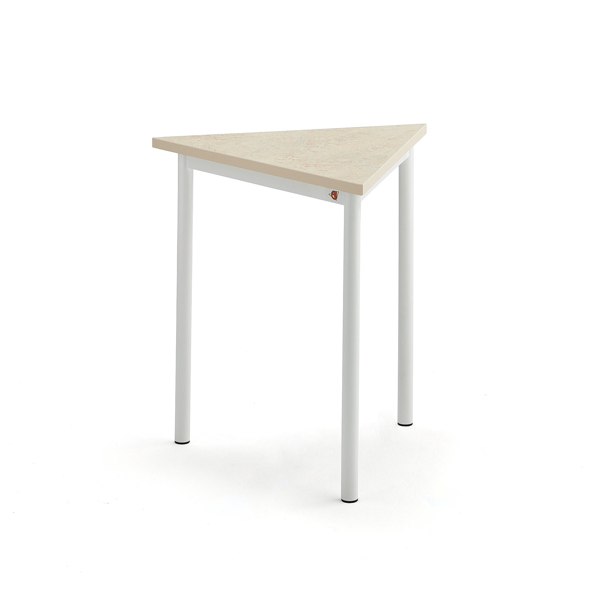Stôl SONITUS TRIANGEL, 700x700x720 mm, linoleum - béžová, biela