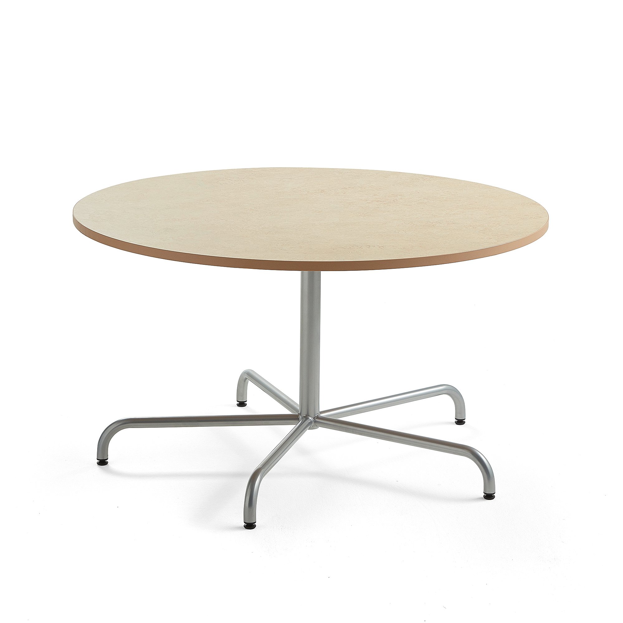 Stôl PLURAL, Ø1300x720 mm, linoleum - béžová, strieborná