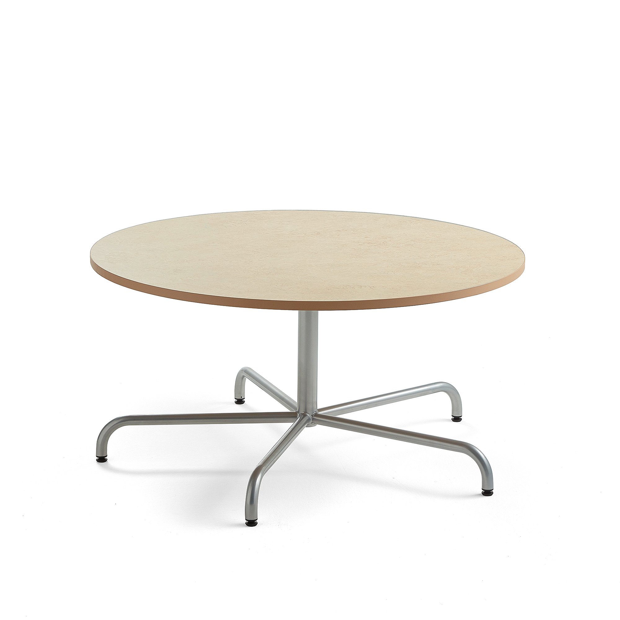 Stôl PLURAL, Ø1200x600 mm, linoleum - béžová, strieborná