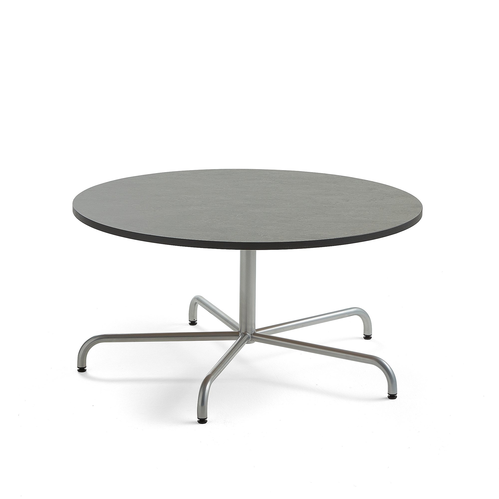 Stôl PLURAL, Ø1200x600 mm, linoleum - tmavošedá, strieborná