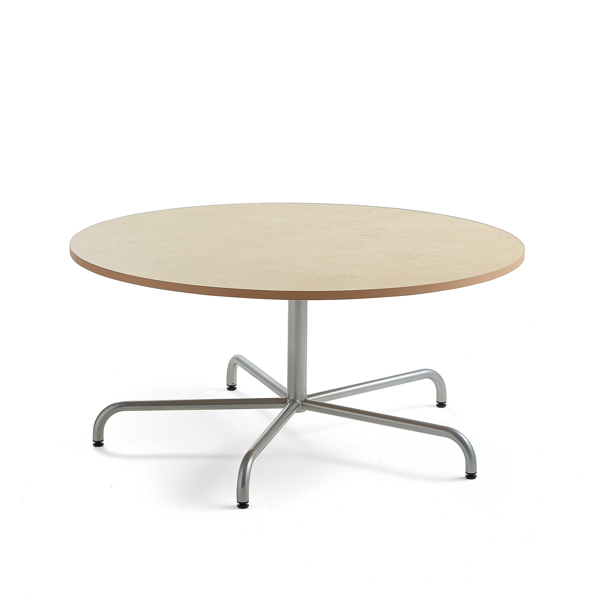 Stôl PLURAL, Ø1300x600 mm, linoleum - béžová, strieborná