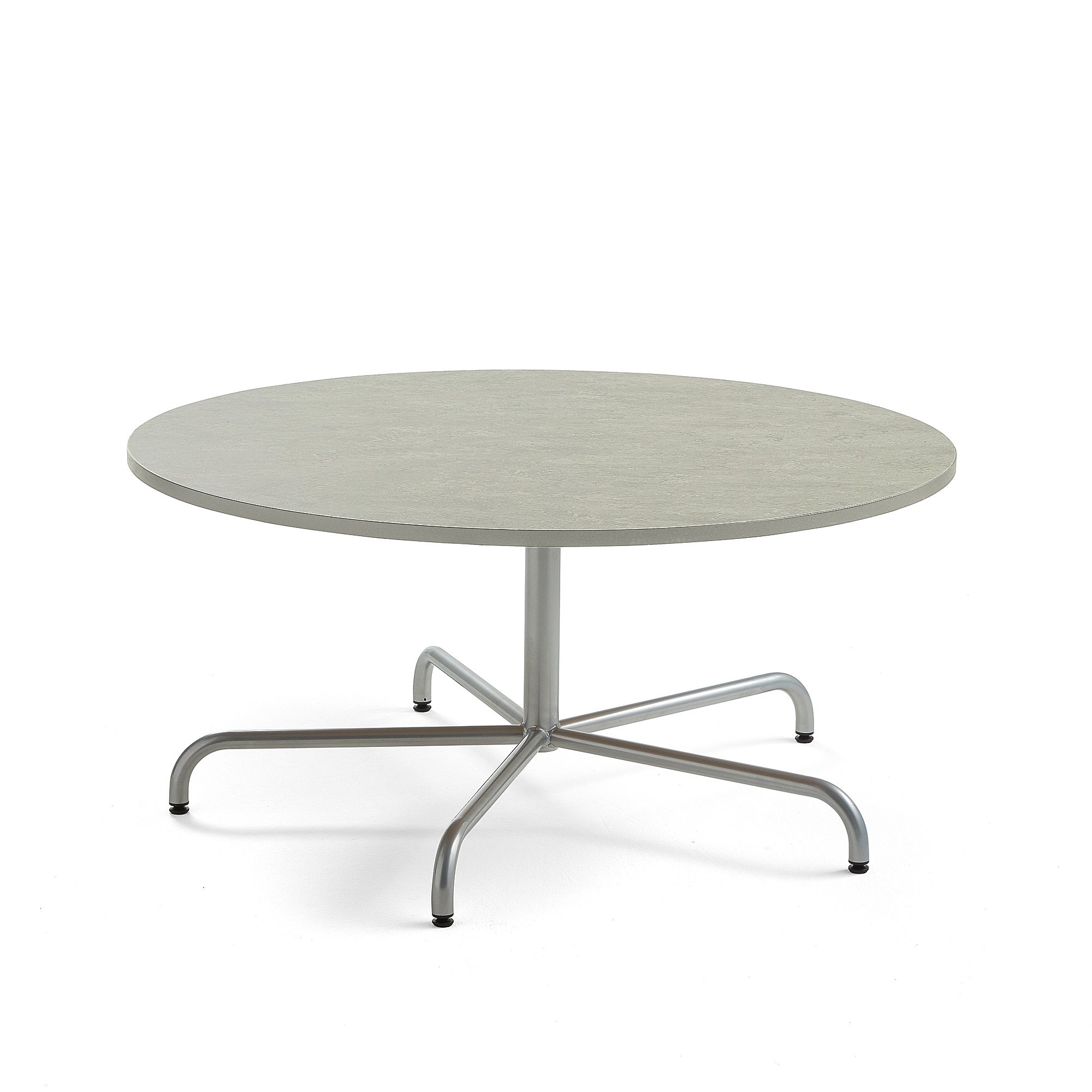 Stôl PLURAL, Ø1300x600 mm, linoleum - šedá, strieborná