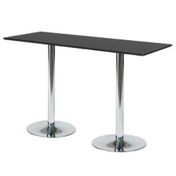 Barový stôl BIANCA, 1800x700 mm, čierny, chrómová podnož
